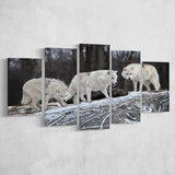Three Wolf Print Gray Color Large Canvas Prints Multi Panels Wall Art Prints Home Decor