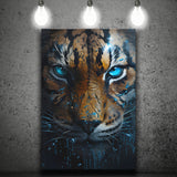 Tiger Head With Blue Eye Canvas Prints Wall Art Home Decor, Painting Canvas, Living Room Wall Decor