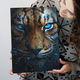 Tiger Head With Blue Eye Canvas Prints Wall Art Home Decor, Painting Canvas, Living Room Wall Decor
