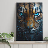 Tiger Head With Blue Eye Canvas Prints Wall Art Home Decor, Painting Canvas, Living Room Wall Decor