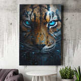 Tiger Head With Blue Eye Canvas Prints Wall Art Home Decor, Painting Canvas, Living Room Wall Decor