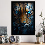Tiger Head With Blue Eye Framed Art Prints Wall Decor, Painting Art, Framed Picture