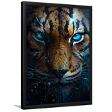 Tiger Head With Blue Eye Framed Art Prints Wall Decor, Painting Art, Framed Picture