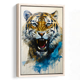 Tiger Roar Portrait Watercolor Painting Framed Canvas Prints Wall Art Home Decor, Painting Canvas, Floating Frame