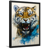 Tiger Roar Portrait Watercolor Painting Framed Art Prints Wall Decor, Painting Art, Framed Picture