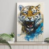 Tiger Roar Portrait Watercolor Painting Canvas Prints Wall Art Home Decor, Painting Canvas, Living Room Wall Decor
