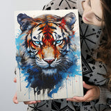 Tiger With Blue Eyes Portrait Water Color Painting Canvas Prints Wall Art Home Decor, Painting Canvas, Living Room Wall Decor