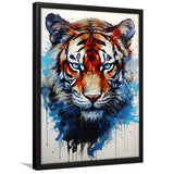 Tiger With Blue Eyes Portrait Water Color Painting Framed Art Prints Wall Decor, Painting Art, Framed Picture