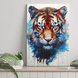 Tiger With Blue Eyes Portrait Water Color Painting Canvas Prints Wall Art Home Decor, Painting Canvas, Living Room Wall Decor