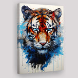 Tiger With Blue Eyes Portrait Water Color Painting Canvas Prints Wall Art Home Decor, Painting Canvas, Living Room Wall Decor