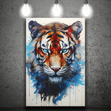 Tiger With Blue Eyes Portrait Water Color Painting Canvas Prints Wall Art Home Decor, Painting Canvas, Living Room Wall Decor