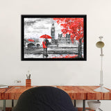 Treet View Of London River And Bus On Bridge Canvas Wall Art - Canvas Print, Framed Canvas, Painting Canvas
