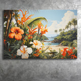 Tropical Leaves Palm Tree Paradise Flower Summer Decor V2 Canvas Prints Wall Art Home Decor, Painting Canvas, Wall Decor