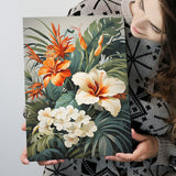 Tropical Palm Tree And Flowers Art Canvas Prints Wall Art Home Decor, Painting Canvas, Living Room Wall Decor