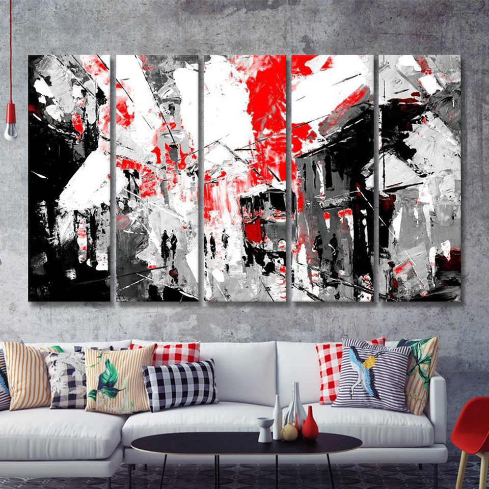 Urban City Life Sin City Inspiration 5 Pieces Canvas Prints Wall