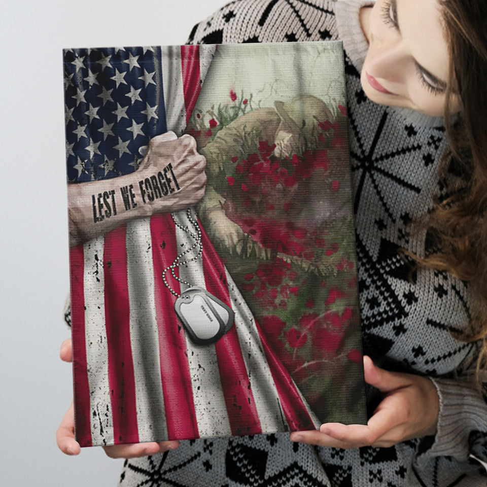 Veteran Lest We Forget Framed Canvas Prints Wall Art - Painting Canvas, Wall Decor 