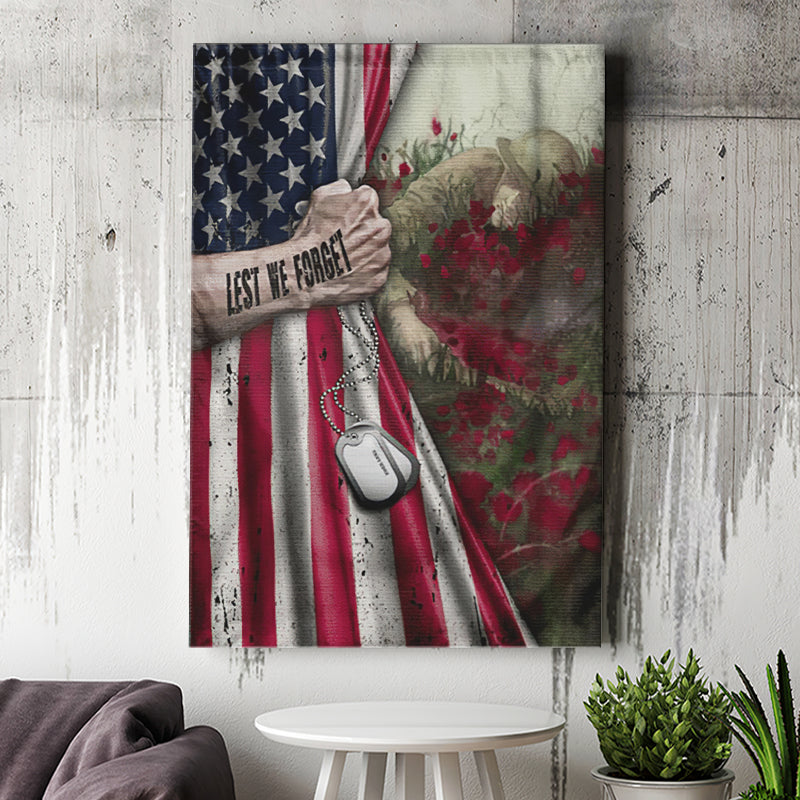 Veteran Lest We Forget Framed Canvas Prints Wall Art - Painting Canvas, Wall Decor 