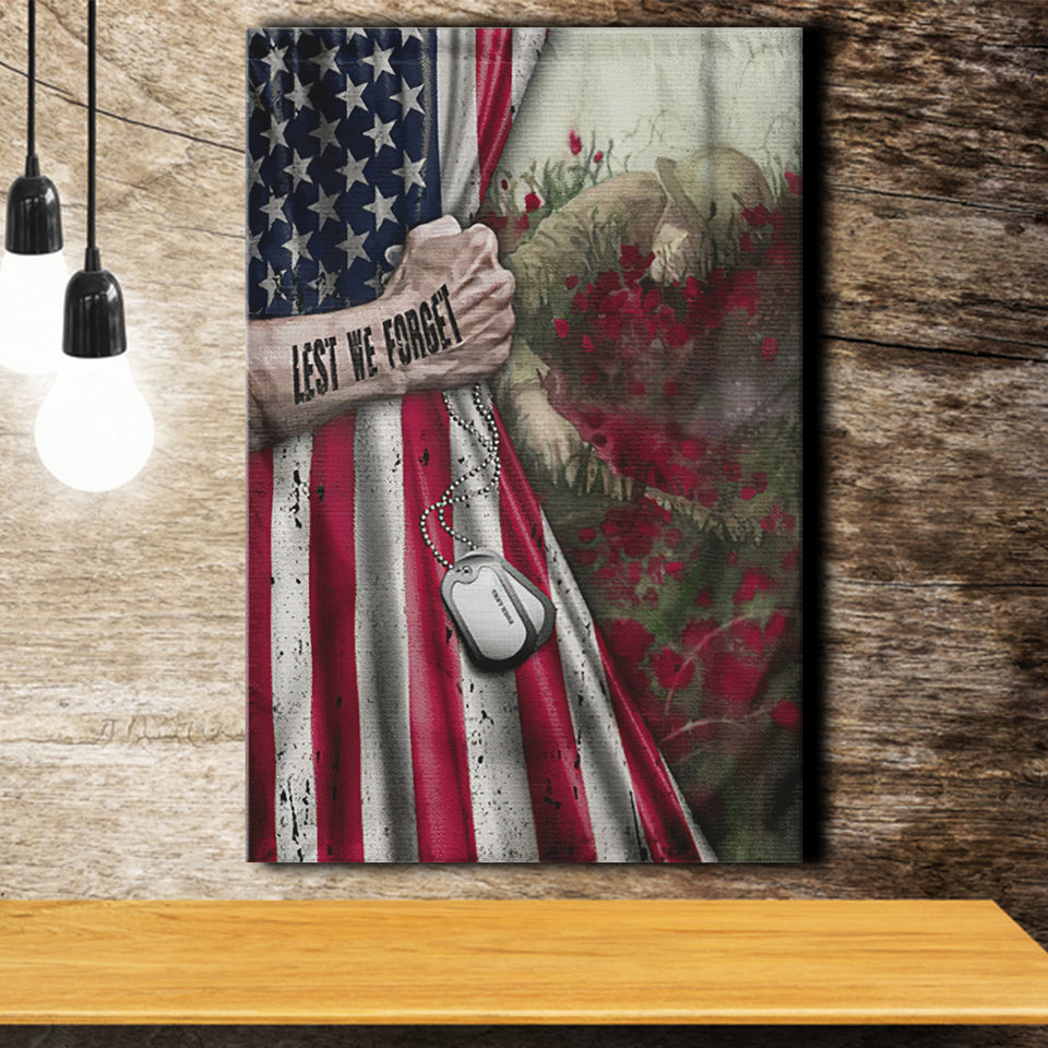 Veteran Lest We Forget Framed Canvas Prints Wall Art - Painting Canvas, Wall Decor 