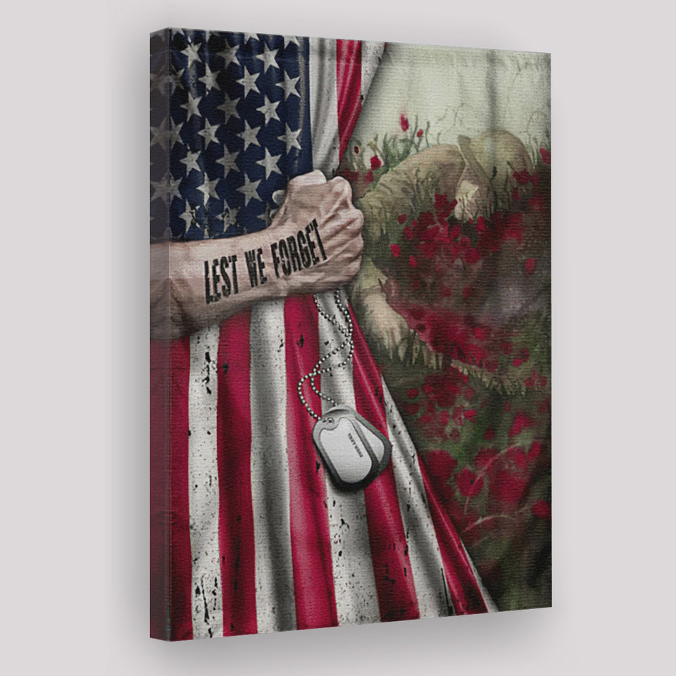 Veteran Lest We Forget Framed Canvas Prints Wall Art - Painting Canvas, Wall Decor 