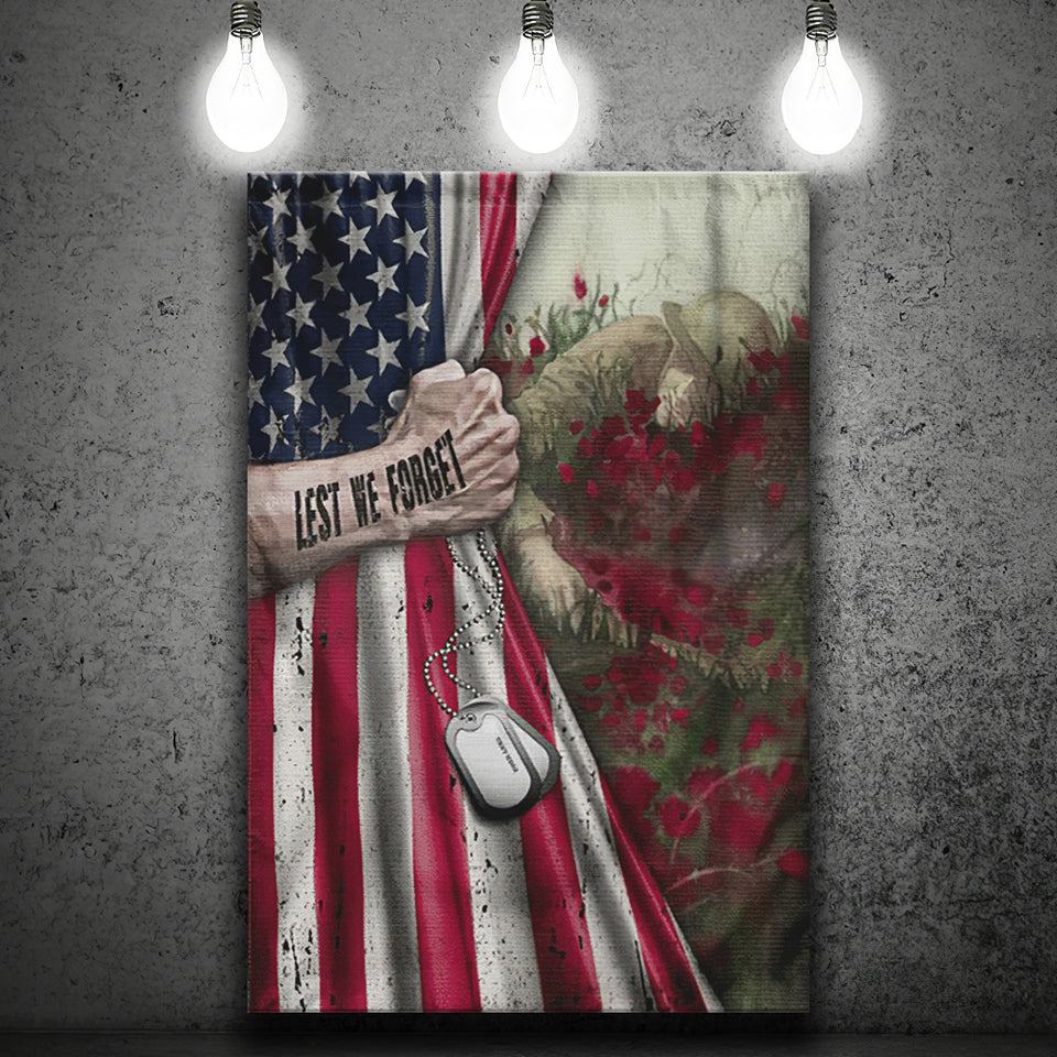 Veteran Lest We Forget Framed Canvas Prints Wall Art - Painting Canvas, Wall Decor 