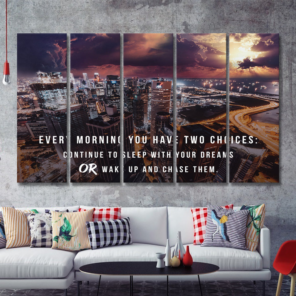 Wake Up And Chase Them Motivation Art 5 Pieces B Canvas Prints Wall Art - Painting Canvas,Wall Decor, Multi Panel,5 Panels