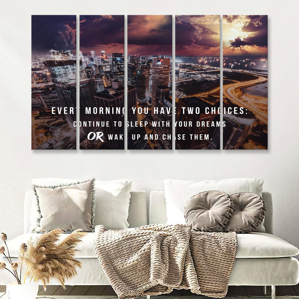 Wake Up And Chase Them Motivation Art 5 Pieces B Canvas Prints Wall Art - Painting Canvas,Wall Decor, Multi Panel,5 Panels