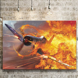 War Airplane Fire Canvas Prints Wall Art Decor - Painting Canvas, Art Prints, Ready to Hang