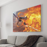 War Airplane Fire Canvas Prints Wall Art Decor - Painting Canvas, Art Prints, Ready to Hang