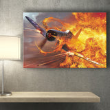 War Airplane Fire Canvas Prints Wall Art Decor - Painting Canvas, Art Prints, Ready to Hang