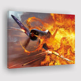 War Airplane Fire Canvas Prints Wall Art Decor - Painting Canvas, Art Prints, Ready to Hang
