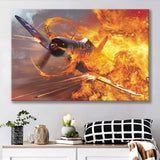 War Airplane Fire Canvas Prints Wall Art Decor - Painting Canvas, Art Prints, Ready to Hang
