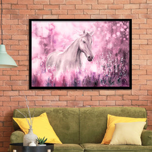 Wild-Horse Pink Watercolor-Painting Framed Art Prints, Wall Art,Home Decor,Framed Picture