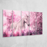 Wild Horse Pink Watercolor Painting Larger Canvas Art, 5 Piece Canvas Prints Wall Art Decor