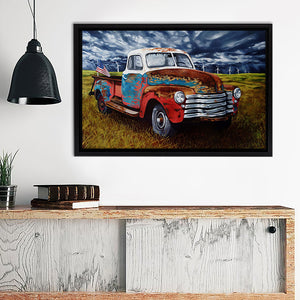 Winner Gets A Signed Print Vintage Picku Truck Canvas Wall Art - Framed Art, Framed Canvas, Painting Canvas