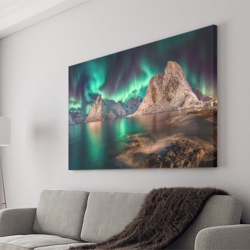Winter Northern Lights Canvas Wall Art - Canvas Prints, Prints For Sale, Painting Canvas,Canvas On Sale