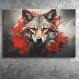 Wolf Head Red And Black Canvas Prints Wall Art Home Decor, Painting Canvas, Living Room Wall Decor