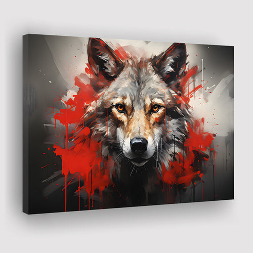 Wolf Head Red And Black Canvas Prints Wall Art Home Decor, Painting Canvas, Living Room Wall Decor
