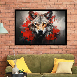 Wolf Head Red And Black Framed Art Prints Wall Decor, Painting Art, Framed Picture