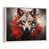 Wolf Head Red And Black Framed Canvas Prints Wall Art Home Decor, Painting Canvas, Floating Frame