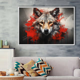 Wolf Head Red And Black Framed Canvas Prints Wall Art Home Decor, Painting Canvas, Floating Frame
