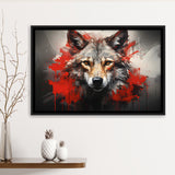 Wolf Head Red And Black Framed Canvas Prints Wall Art Home Decor, Painting Canvas, Floating Frame