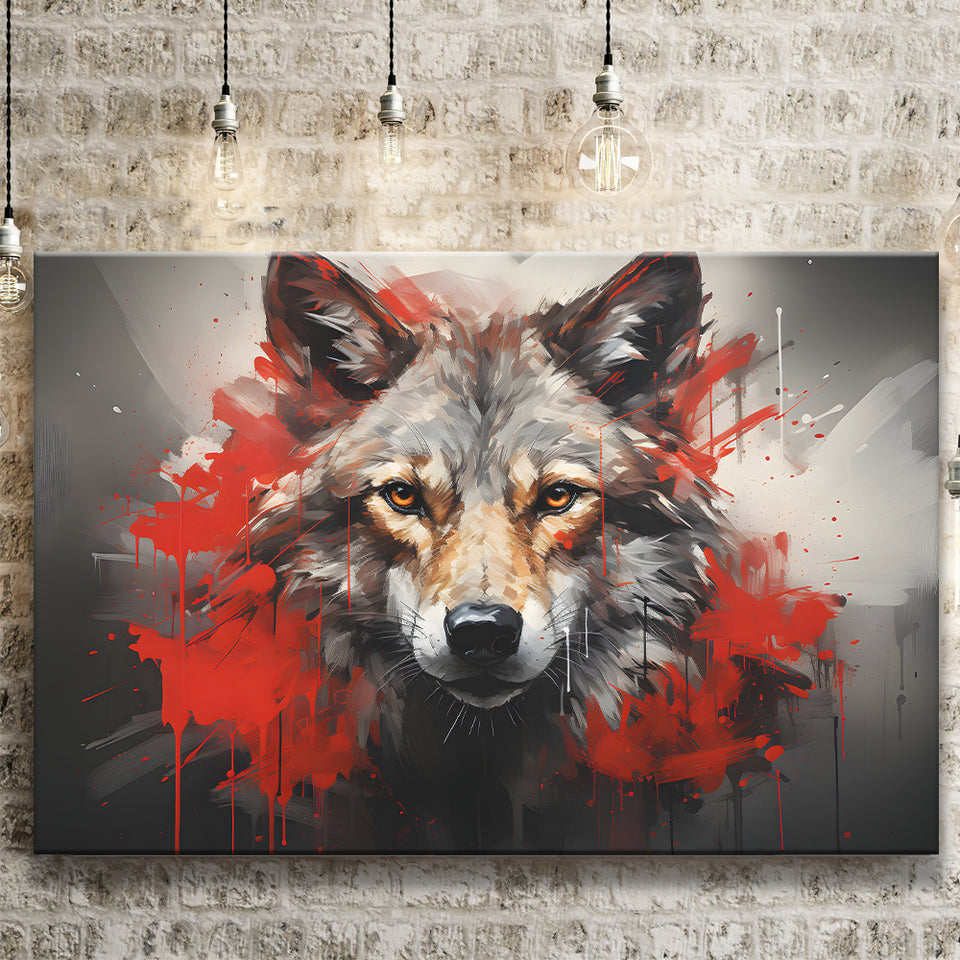 Wolf Head Red And Black Canvas Prints Wall Art Home Decor, Painting Canvas, Living Room Wall Decor