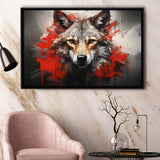 Wolf Head Red And Black Framed Canvas Prints Wall Art Home Decor, Painting Canvas, Floating Frame