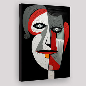 Woman And Man Abstract Face Red And Black Canvas Prints Wall Art Home Decor, Painting Canvas, Living Room Wall Decor