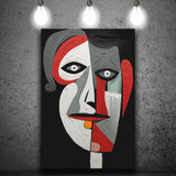 Woman And Man Abstract Face Red And Black Canvas Prints Wall Art Home Decor, Painting Canvas, Living Room Wall Decor