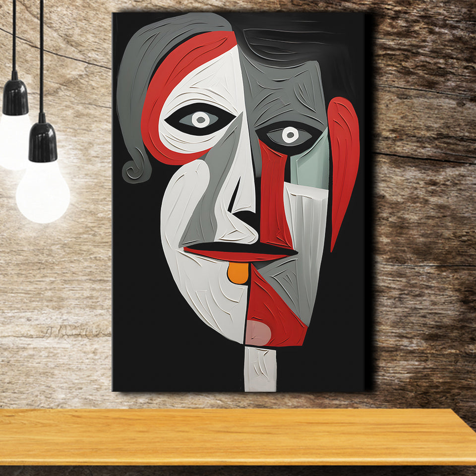 Woman And Man Abstract Face Red And Black Canvas Prints Wall Art Home Decor, Painting Canvas, Living Room Wall Decor