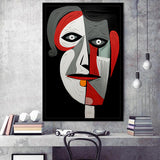 Woman And Man Abstract Face Red And Black Framed Art Prints Wall Decor, Painting Art, Framed Picture