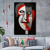 Woman And Man Abstract Face Red And Black Framed Art Prints Wall Decor, Painting Art, Framed Picture