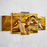Woman And Man Feel In Love Golden Painting, Multi Panels, 5 Pieces, Canvas Prints Wall Art Home Decor