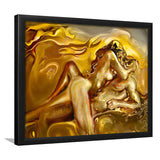 Woman And Man Feel In Love Golden Painting, Framed Art Prints Wall Art Home Decor, Ready to Hang